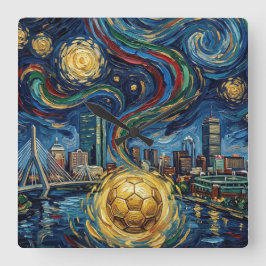 Boston Football Art 2026 Skyline Stadium Design Fyrkantig Klocka