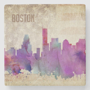 Boston för vattenfärgstad för MORSOR horisont Underlägg Sten