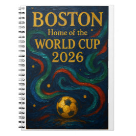 Boston Fotbollskonst 2026 Fotbollsdesign Anteckningsbok