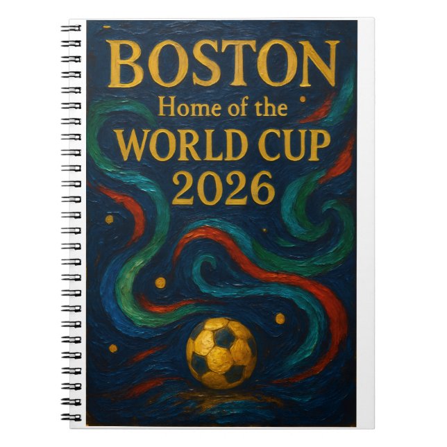 Boston Fotbollskonst 2026 Fotbollsdesign Anteckningsbok (Framsidan)