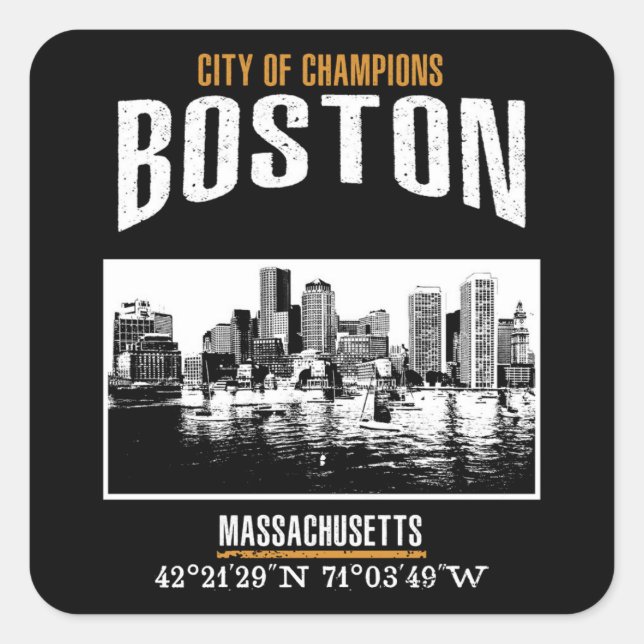 Boston Fyrkantigt Klistermärke (Framsida)