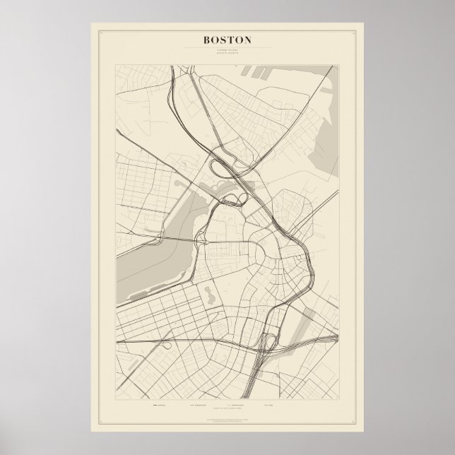 Boston Gatukartaaffisch Poster (Framsidan)