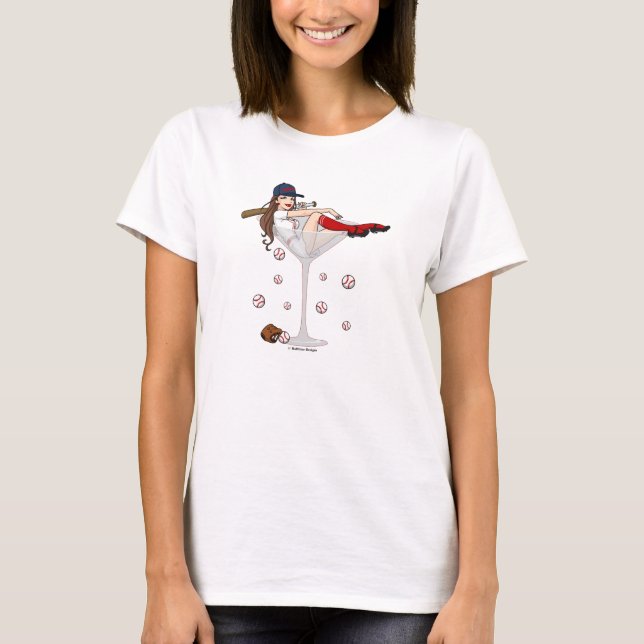 Boston Girl Baseball Martini Tee Shirt (Framsida)