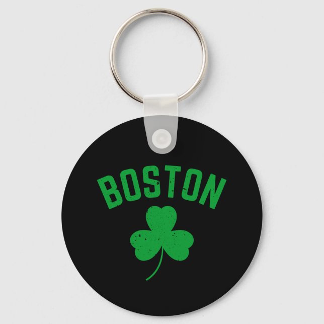 Boston Grönt Lucky Shamrock Nyckelring (Framsida)