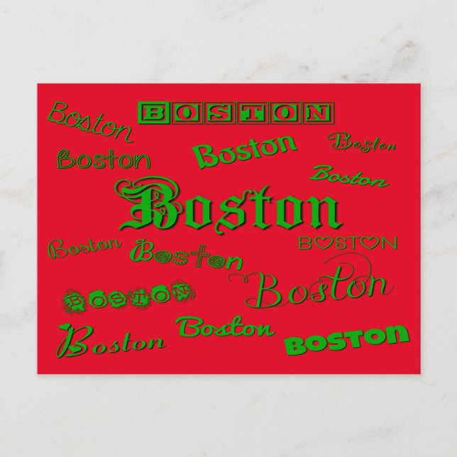 Boston Grönt Typsnitt Vykort (Framsida)