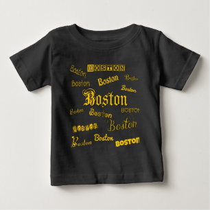 Boston Gult Typsnitt T Shirt