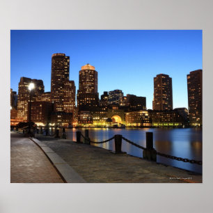 Boston hamn och horisont. Boston är en av 6na Poster