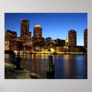 Boston hamn och horisont. Boston är en av 7na Poster