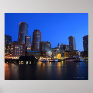 Boston hamn och horisont. Boston är en av 8na Poster