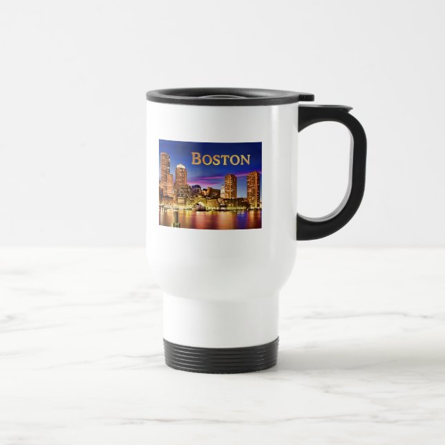Boston hamn på natttext BOSTON Resemugg (Höger)