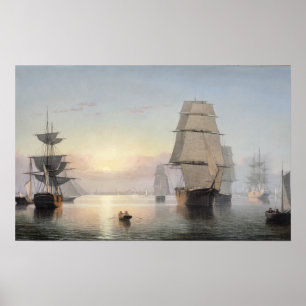 Boston hamn, solnedgång poster
