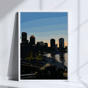 Boston hamn solnedgång stadsbild poster