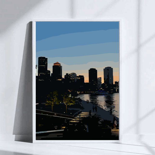 Boston hamn solnedgång stadsbild poster (Skapare uppladdad)