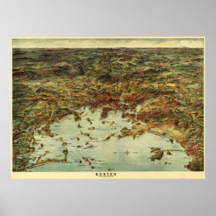 Boston Harbor Birdseye Poster