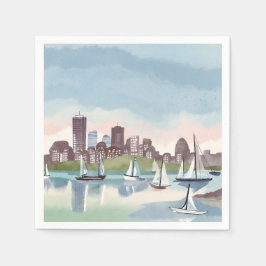 Boston Harbor | Boston Massachusetts Akvarell Pappersservett