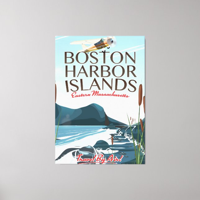 Boston Harbor Massachusetts Flygplansaffisch Canvastryck (Framsida)
