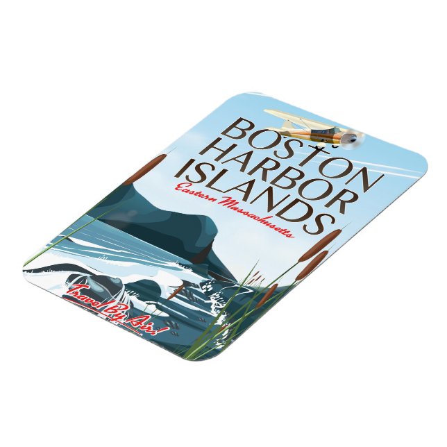Boston Harbor Massachusetts Flygplansaffisch Magnet (Vänstra Sidan)