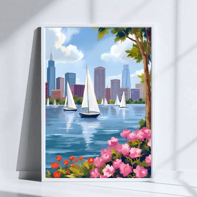 Boston Harbor Spring | Båt Bukt Stadssilhuett Poster (Skapare uppladdad)