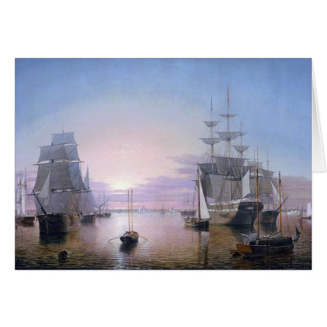 Boston Harbour 1850 Hälsningskort (Framsidan Horizontal)