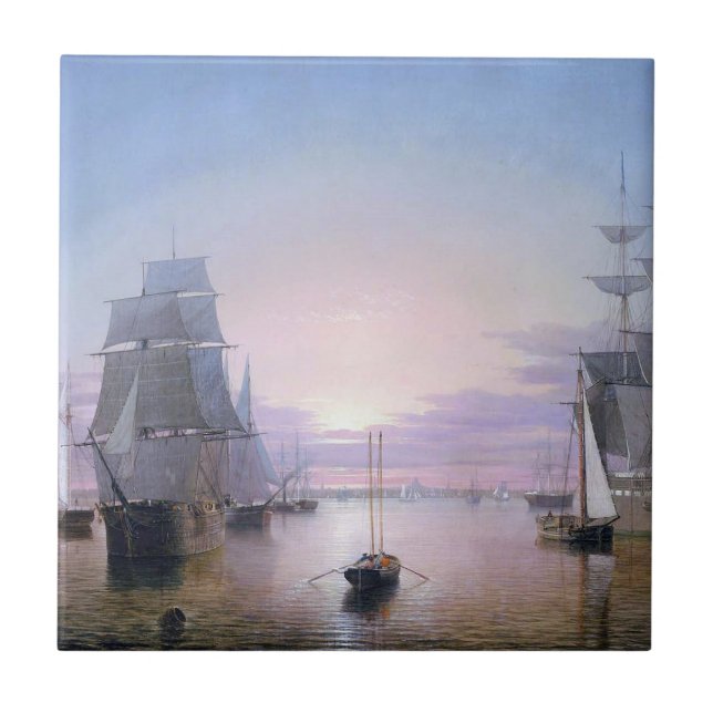 Boston Harbour 1850 Kakelplatta (Framsidan)