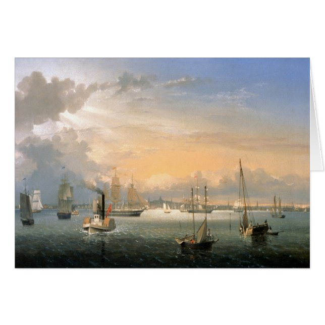 Boston Harbour 1854 Hälsningskort (Framsidan Horizontal)