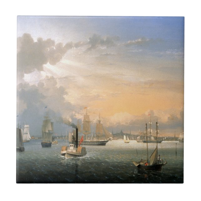 Boston Harbour 1854 Kakelplatta (Framsidan)