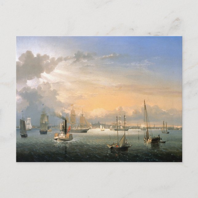 Boston Harbour 1854 Vykort (Framsida)