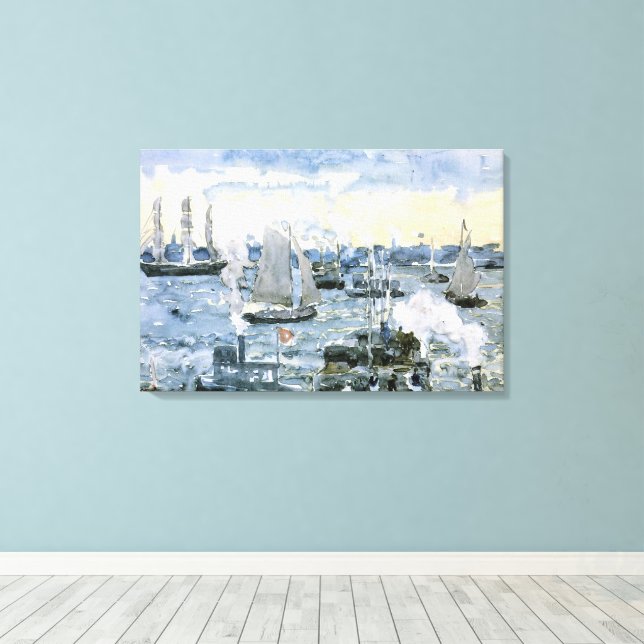 Boston Harbour, bra konsmålning Canvastryck (Insitu (trägolv))