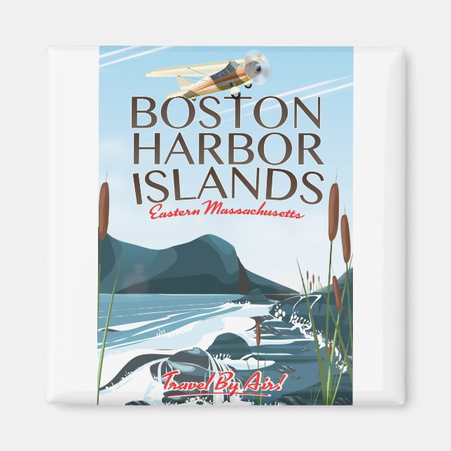 Boston Harbour Massachusetts Flight poster Magnet (Framsidan)
