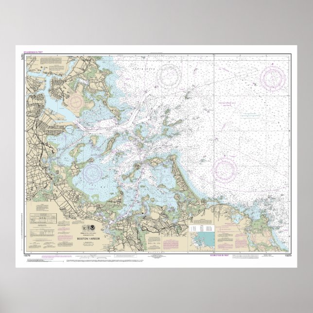Boston Harbour Nautical Chart 13270 Poster (Framsidan)