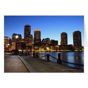 Boston Harbour och skyline. Boston är en av de 6 Hälsningskort