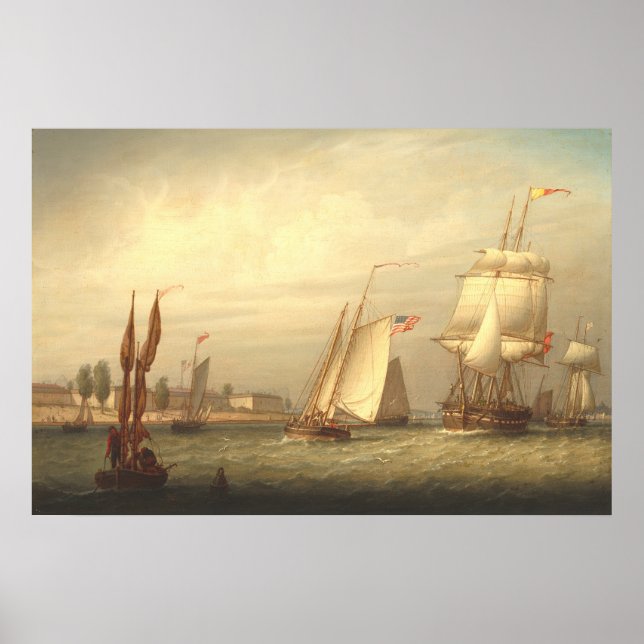 Boston Harbour - Robert Salmon Fine Art Poster (Framsidan)