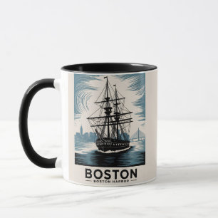 Boston Harbour USS Vintage Tall Frakt Mugg