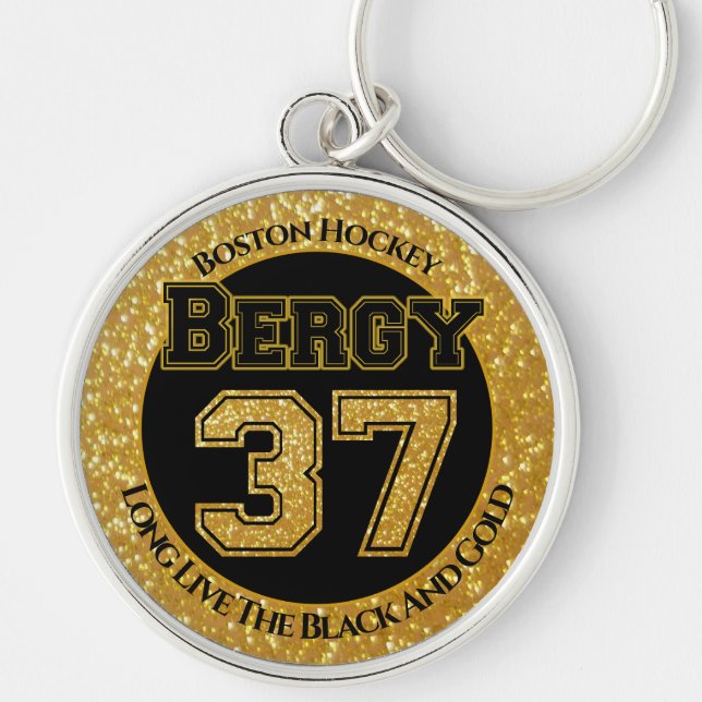Boston Hockey Bergy 37 Rund Silverfärgad Nyckelring (Framsidan)