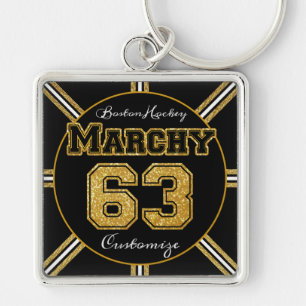 Boston Hockey Marchy 63 Fyrkantig Silverfärgad Nyckelring
