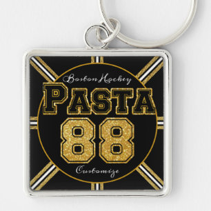 Boston Hockey Pasta 88 Fyrkantig Silverfärgad Nyckelring