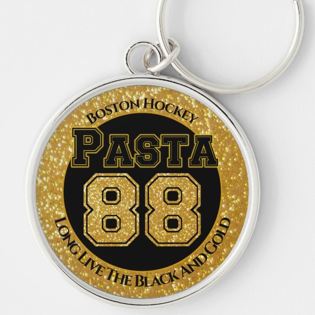 Boston Hockey Pasta 88 Rund Silverfärgad Nyckelring (Framsidan)