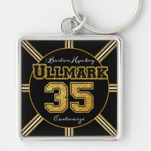 Boston Hockey Ullmark 35 Fyrkantig Silverfärgad Nyckelring