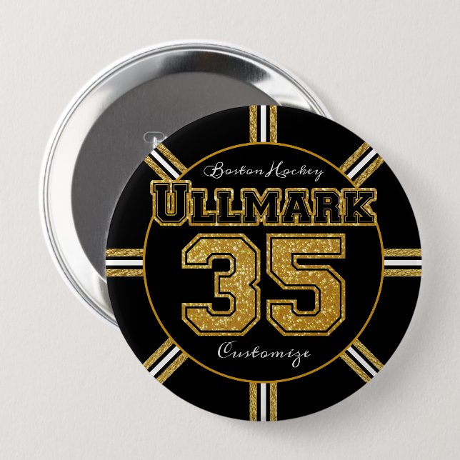 Boston Hockey Ullmark 35 Knapp (Framsida & baksida)