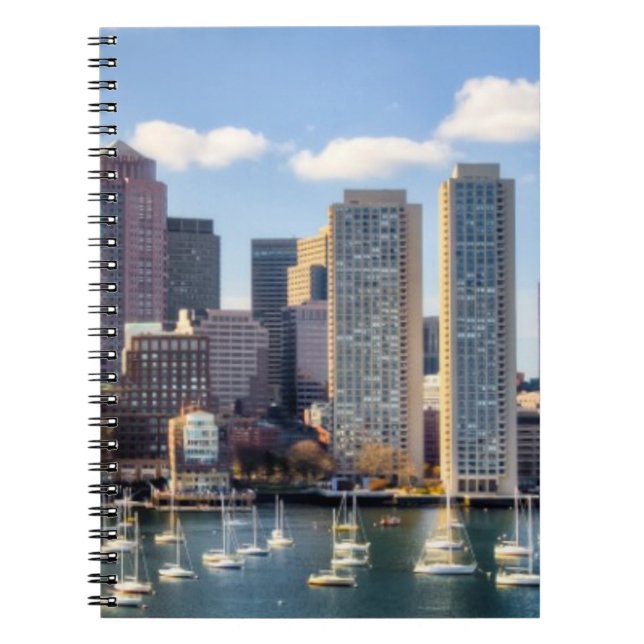 Boston horisont från strand anteckningsbok med spiral (Framsidan)