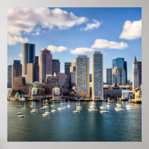 Boston horisont från strand poster