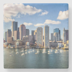 Boston horisont från strand stenunderlägg