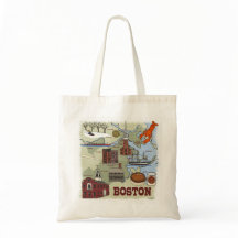 Boston Illustrated Karta Tote Bag