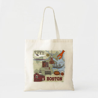 Boston Illustrated Karta Tote Bag Tygkasse