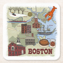 Boston Illustrated Karta Underlägg