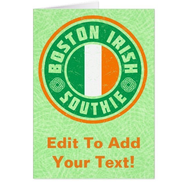 Boston Irish American Southie Card Hälsningskort (Framsidan)