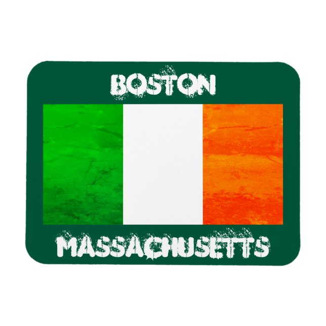 Boston Irish Flag Magnet – Massachusetts Souvenir (Horisontell)