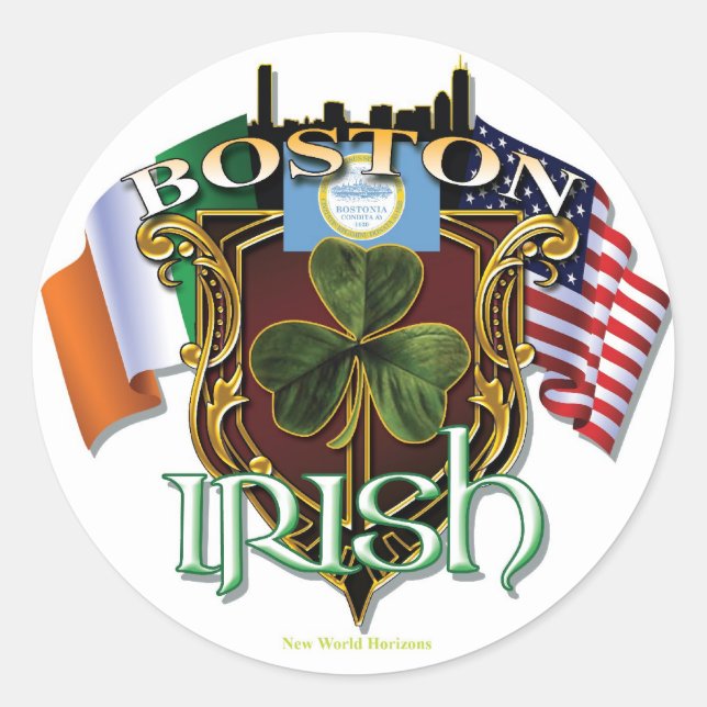 Boston Irish Pride Runt Klistermärke (Framsida)