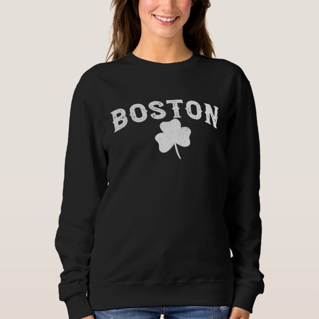 Boston Irish Shamrock St Patrick's Day T Shirt (Framsida)