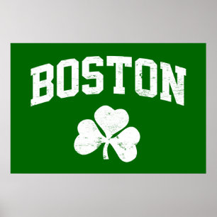 boston irish st patricks skamrock klöver southie poster